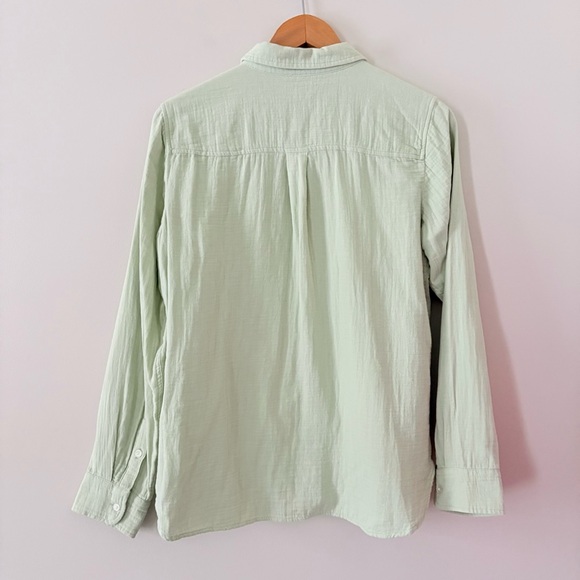 J Crew Factory Double-gauze button-up shirt Light Mint Green 100% Cotton Medium - Picture 6 of 9